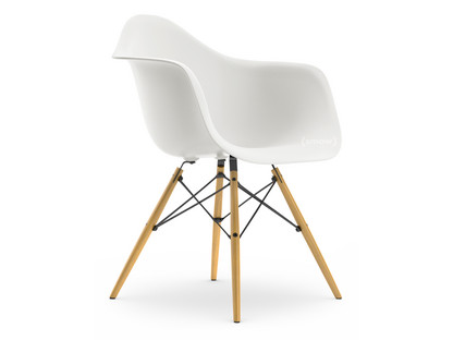 Eames Plastic Armchair RE DAW Blanc|Sans rembourrage|Sans rembourrage|Version standard - 43 cm|Frêne tons miel