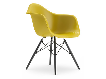 Eames Plastic Armchair RE DAW Moutarde|Sans rembourrage|Sans rembourrage|Version standard - 43 cm|Érable noir