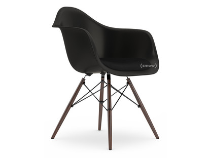Eames Plastic Armchair RE DAW Noir profond  |Avec coussin d'assise|Nero|Version standard - 43 cm|Érable foncé