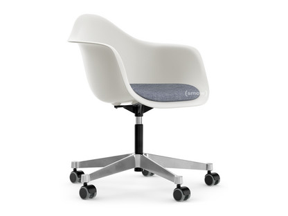 Eames Plastic Armchair RE PACC Blanc|Avec coussin d'assise|Bleu foncé / ivoire