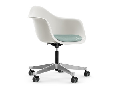 Eames Plastic Armchair RE PACC Blanc|Avec coussin d'assise|Bleu glacier / ivoire