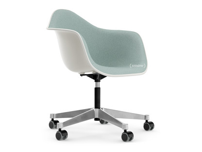 Eames Plastic Armchair RE PACC Blanc|Rembourrage intégral|Bleu glacier / ivoire