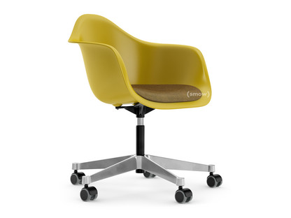 Eames Plastic Armchair RE PACC Moutarde RE|Avec coussin d'assise|Moutarde / gris foncé