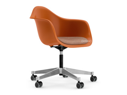 Eames Plastic Armchair RE PACC Orange rouille RE|Avec coussin d'assise|Cognac / ivoire