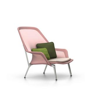 Slow Chair Piétement poli|Rouge/crème