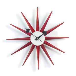 Horloge Sunburst Clock Rouge