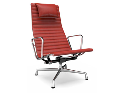 Aluminium Chair EA 124 Poli|Cuir Premium F|Rouge