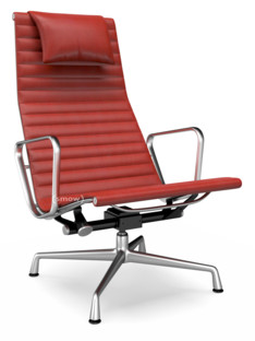 Aluminium Chair EA 124 Poli|Cuir (Standard)|Rouge