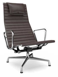 Aluminium Chair EA 124 Chromé|Cuir (Standard)|Chocolat