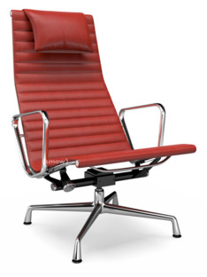 Aluminium Chair EA 124 Chromé|Cuir (Standard)|Rouge