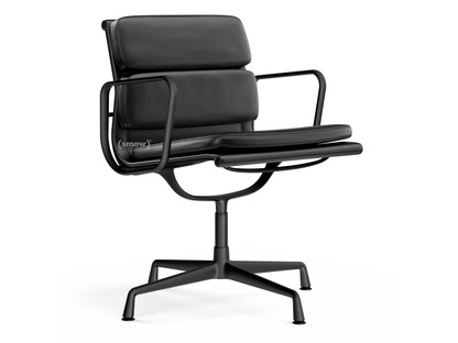 Soft Pad Chair EA 207 / EA 208 EA 208 - pivotante|Aluminium finition époxy noir foncé|Cuir Standard nero, Plano nero