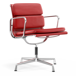 Soft Pad Chair EA 207 / EA 208 EA 207 - non-pivotante|Chromé|Cuir Standard rouge, Plano poppy red