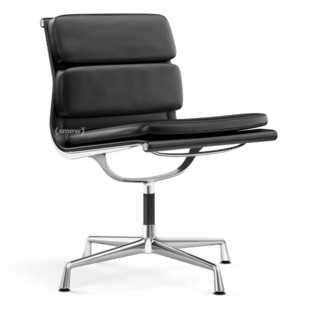 Soft Pad Chair EA 205 Chromé|Cuir Standard nero, Plano nero