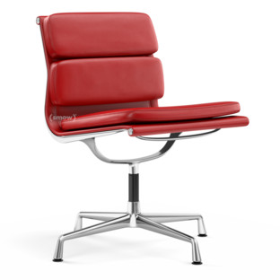 Soft Pad Chair EA 205 Chromé|Cuir Standard rouge, Plano poppy red