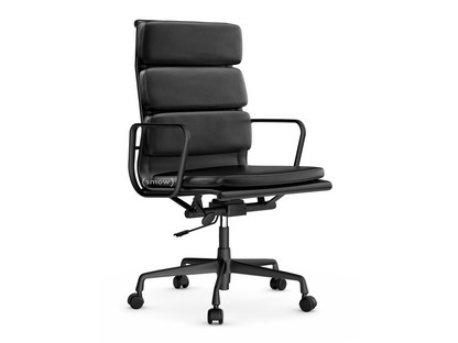 Soft Pad Chair EA 219 Aluminium finition époxy noir foncé|Cuir Standard nero, Plano nero