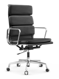 Soft Pad Chair EA 219 Chromé|Cuir standard asphalt, Plano gris foncé