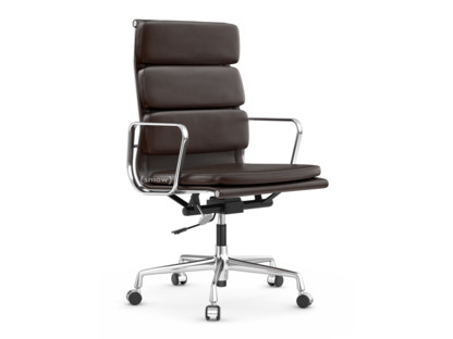 Soft Pad Chair EA 219 Chromé|Cuir Premium F châtaigne, Plano marron