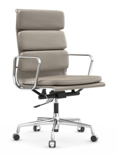 Soft Pad Chair EA 219 Chromé|Cuir Standard sable, Plano gris mauve 
