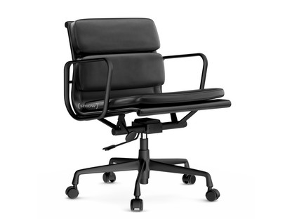 Soft Pad Chair EA 217 Aluminium finition époxy noir foncé|Cuir Standard nero, Plano nero