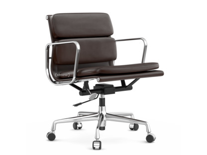 Soft Pad Chair EA 217 Chromé|Cuir Premium F châtaigne, Plano marron