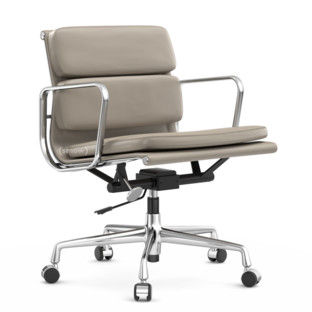 Soft Pad Chair EA 217 Chromé|Cuir Standard sable, Plano gris mauve 