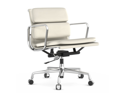 Soft Pad Chair EA 217 Chromé|Cuir Premium F neige, Plano blanc