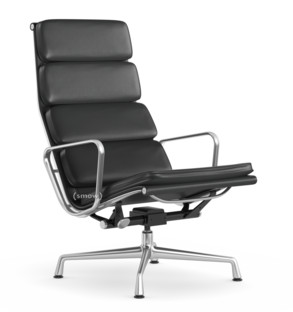 Soft Pad Chair EA 222 Piétement poli|Cuir standard asphalt, Plano gris foncé