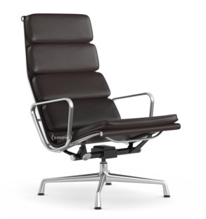 Soft Pad Chair EA 222 Piétement poli|Cuir Standard chocolat, Plano marron
