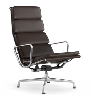 Soft Pad Chair EA 222 Piétement poli|Cuir Standard châtaigne, Plano marron