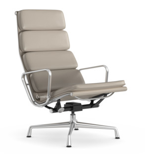 Soft Pad Chair EA 222 Piétement poli|Cuir Standard sable, Plano gris mauve 