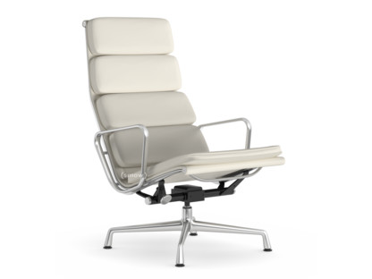 Soft Pad Chair EA 222 Piétement poli|Cuir Premium F neige, Plano blanc
