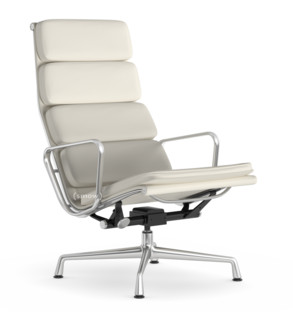 Soft Pad Chair EA 222 Piétement poli|Cuir Standard neige, Plano blanc