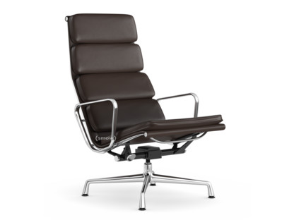 Soft Pad Chair EA 222 Piétement chromé|Cuir Premium F châtaigne, Plano marron