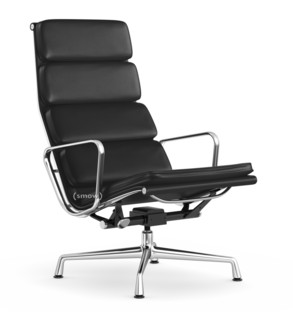 Soft Pad Chair EA 222 Piétement chromé|Cuir Standard nero, Plano nero