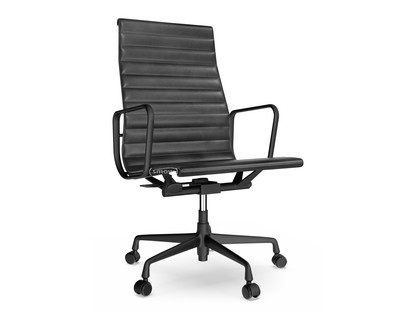 Aluminium Chair EA 119 Aluminium finition époxy noir foncé|Cuir (Standard)|Nero
