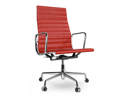 Aluminium Chair EA 119 Chromé|Cuir (Standard)|Rouge