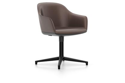 Softshell Chair avec piètement à 4 branches Basic dark fintion époxy (lisse)|Cuir (Standard)|Marron