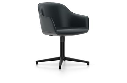 Softshell Chair avec piètement à 4 branches Basic dark fintion époxy (lisse)|Cuir (Standard)|Nero