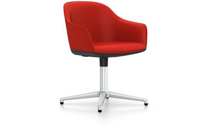 Softshell Chair avec piètement à 4 branches Aluminium poli|Plano|Rouge coquelicot