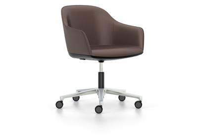 Softshell Chair avec piètement à 5 branches Aluminium poli|Cuir (Standard)|Marron
