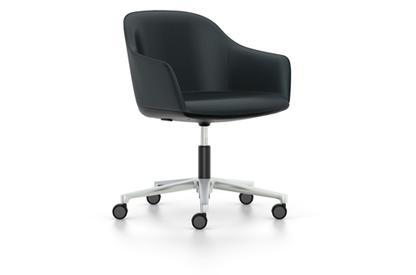 Softshell Chair avec piètement à 5 branches Aluminium poli|Cuir (Standard)|Nero