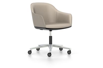 Softshell Chair avec piètement à 5 branches Aluminium poli|Cuir (Standard)|Sable
