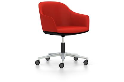 Softshell Chair avec piètement à 5 branches Aluminium poli|Plano|Rouge coquelicot