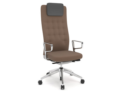 ID Trim L Mécanisme Flowmotion avec réglage de la profondeur d'assise|Avec supports d'accotoirs en aluminium poli|Soft grey|Tissu Plano marron