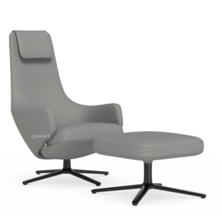 Repos Fauteuil Repos & Ottoman|Tissu Dumet mélange gris galet|46 cm|Noir basic