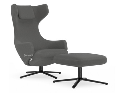 Grand Repos Fauteuil Grand Repos & Ottoman|Tissu Cosy 2 Classic Grey|46 cm|Noir basic