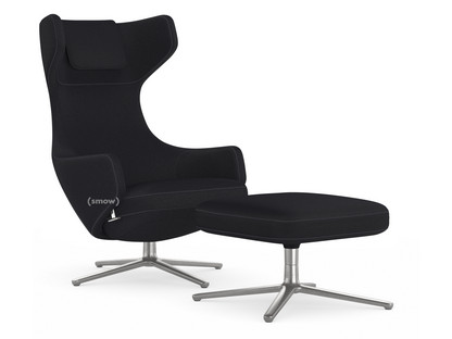 Grand Repos Fauteuil Grand Repos & Ottoman|Tissu Cosy 2 noir mérinos|46 cm|Poli