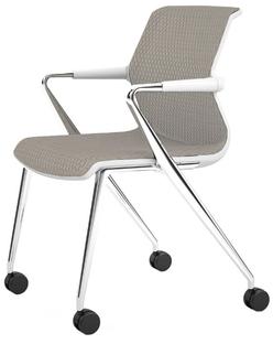 Chaise Unix base 4 pieds sur roulettes Diamond Mesh soft grey|Soft grey|Aluminium poli