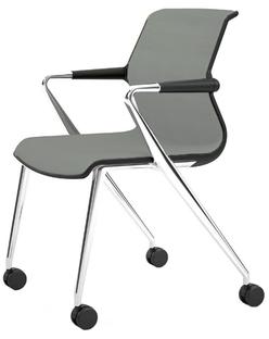 Chaise Unix base 4 pieds sur roulettes Silk Mesh gris bleuté|Noir basic|Aluminium poli