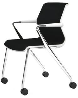 Chaise Unix base 4 pieds sur roulettes Silk Mesh nero|Soft grey|Aluminium poli